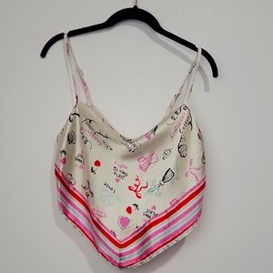 JAPNA WOMEN'S WIMSICL PAIRS PRINT SCARF TIE BACK HALTER TOP